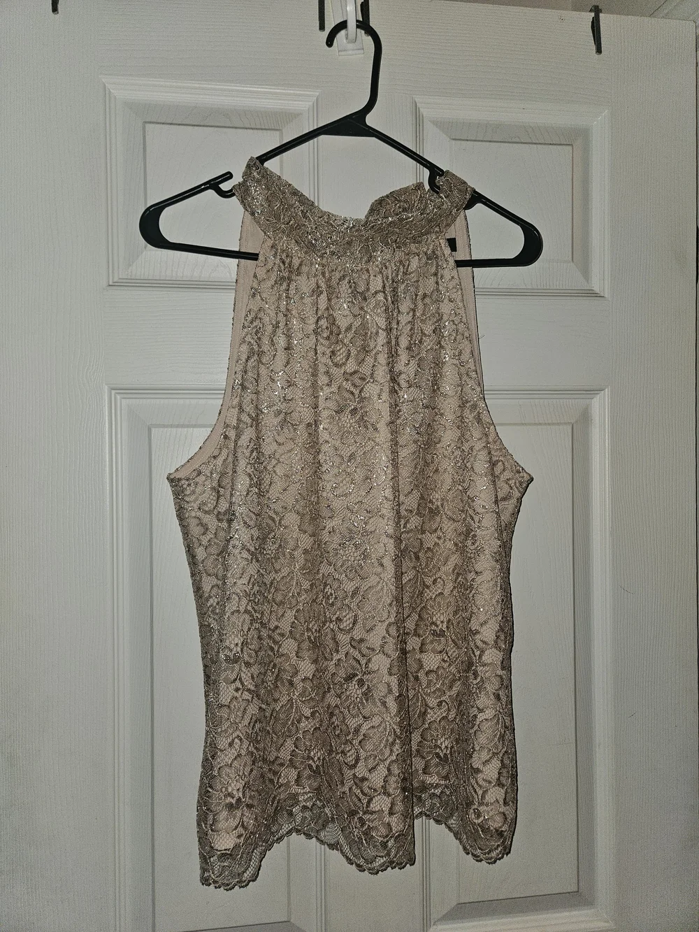 J. Crew Champagne Lace Halter Shell